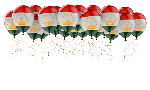 Balony Flagą Tadżycką Renderowanie Białym Tle — Zdjęcie stockowe