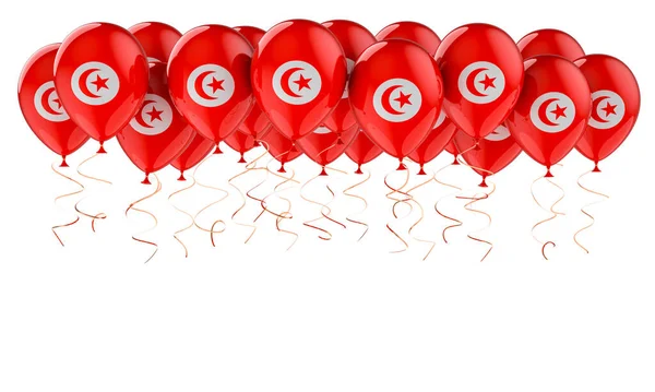 Balony Tunezyjską Flagą Renderowanie Białym Tle — Zdjęcie stockowe