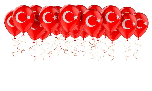 Balony Flagą Turecką Renderowanie Izolowane Białym Tle — Zdjęcie stockowe