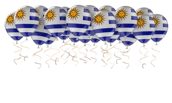 Ballonnen Met Uruguayaanse Vlag Weergave Geïsoleerd Witte Achtergrond — Stockfoto