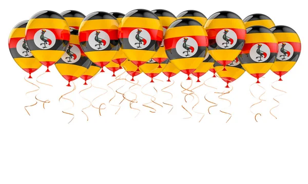 Balões Com Bandeira Ugandense Renderização Isolada Fundo Branco — Fotografia de Stock