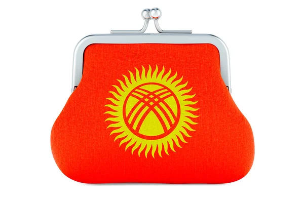 キルギスの旗のあるコイン財布 投資または金融 キルギスの銀行の概念 白い背景に隔離された3Dレンダリング — ストック写真