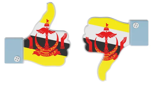 Bruneian Flag Painted Hand Thumb Thumb Dislike Brunei Concept Rendering — Stock Photo, Image