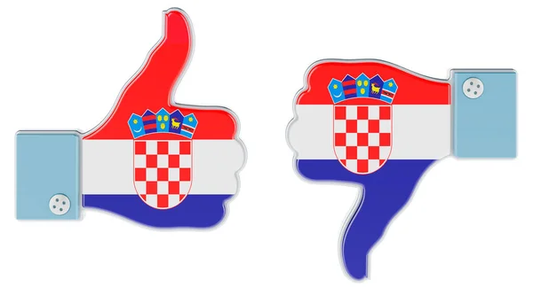 크로아티아 국기는 엄지손가락을 엄지손가락을 아래로 내리면서 칠했다 크로아티아가 개념이죠 백인들에게 — 스톡 사진