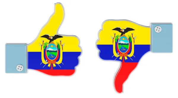 에콰도르 의기기는 엄지손가락을 엄지손가락을 아래로 내리면서 하였다 에콰도르에서는 개념이죠 백인들에게 — 스톡 사진