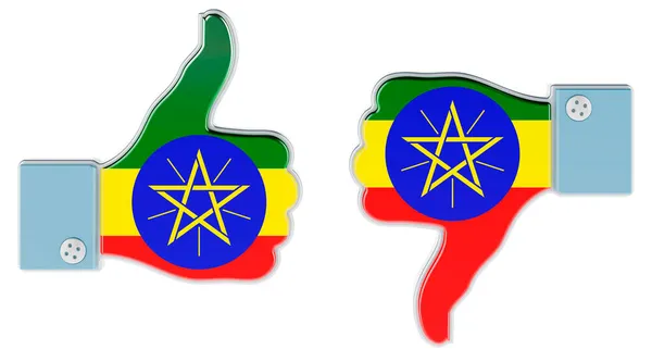 에티오피아 국기는 엄지손가락을 엄지손가락을 아래로 내리면서 하였다 에티오피아가 개념이죠 백인들에게 — 스톡 사진