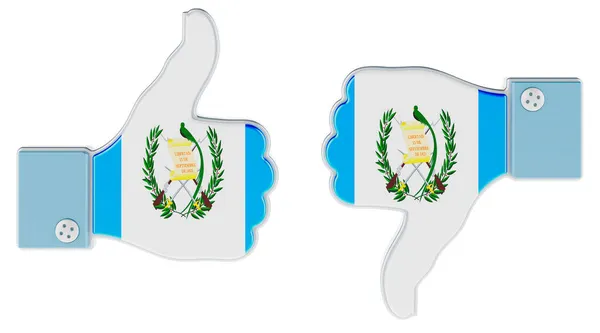 Guatemalas Flagga Målad Handen Med Tumme Upp Och Tumme Ner — Stockfoto