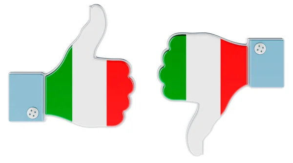 Italian Flag Painted Hand Thumb Thumb Dislike Italy Concept Rendering — Stock Photo, Image