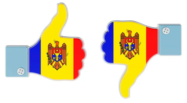 Bandera Moldava Pintada Mano Con Pulgar Hacia Arriba Pulgar Hacia — Foto de Stock