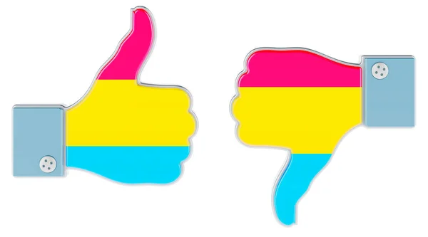 Pansexual Flag Painted Hand Thumb Thumb Rendering Isolated White Background — Stock Photo, Image