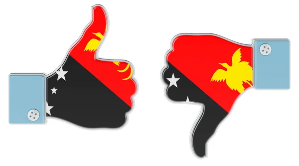 Papuan New Guinean Flag Painted Hand Thumb Thumb Dislike Papua — Stock Photo, Image