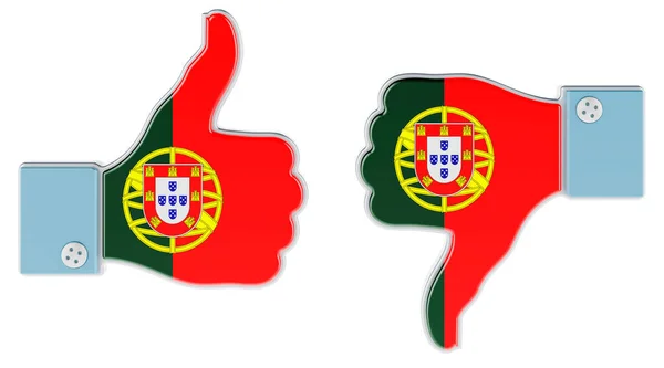Portugál Zászló Van Kezére Festve Hüvelykujjal Hüvelykujjal Lefelé Portugáliában Nem — Stock Fotó