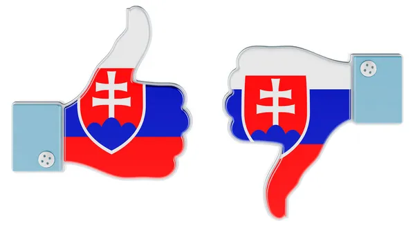 Slovak Flag Painted Hand Thumb Thumb Dislike Slovakia Concept Rendering — Stock Photo, Image