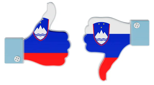 손에는 엄지손가락을 엄지손가락을 아래로 내리면서 슬로베니아 국기를 그렸다 슬로베니아가 개념이죠 — 스톡 사진