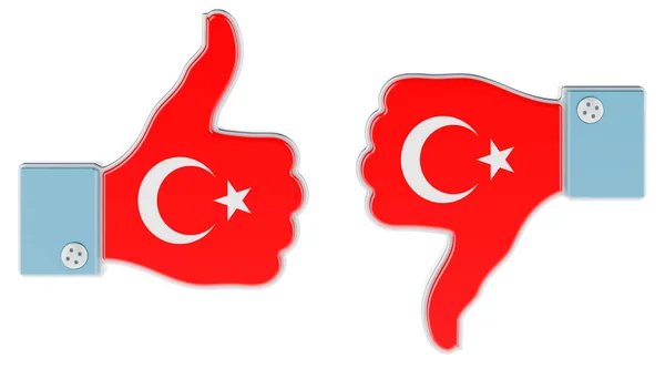 Турецький Прапор Намальований Руці Великим Великим Пальцем Вниз Подобається Туреччині — стокове фото