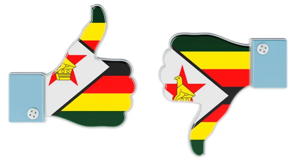 짐바브웨 국기는 엄지손가락을 엄지를 아래로 내리면서 하였다 짐바브웨의 개념처럼 백인들에게 — 스톡 사진