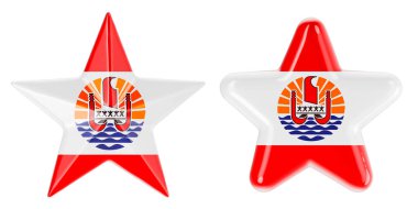 Fransız Polinezya bayrağına sahip yıldızlar, beyaz arkaplanda 3 boyutlu görüntüleme