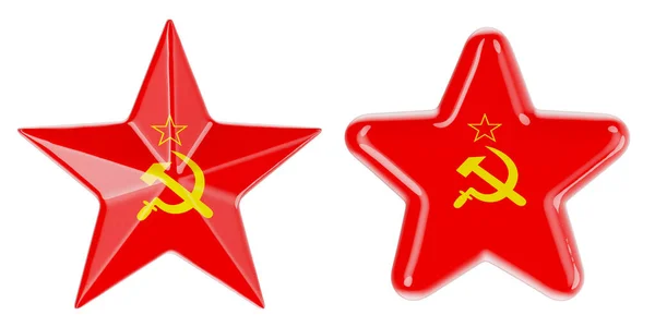 ソ連の赤い星 白い背景に隔離された3Dレンダリング — ストック写真