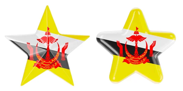 Hvězdy Brunejskou Vlajkou Vykreslování Izolované Bílém Pozadí — Stock fotografie