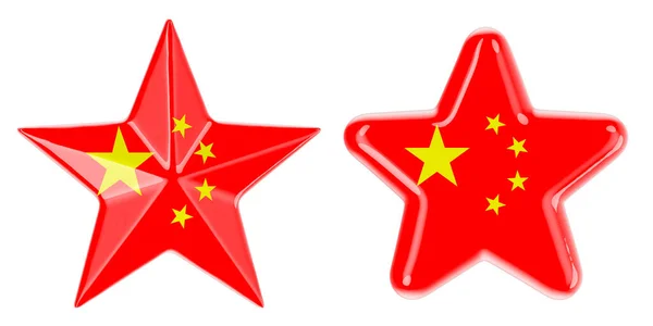 Stjärnor Med Kinesisk Flagga Rendering Isolerad Vit Bakgrund — Stockfoto