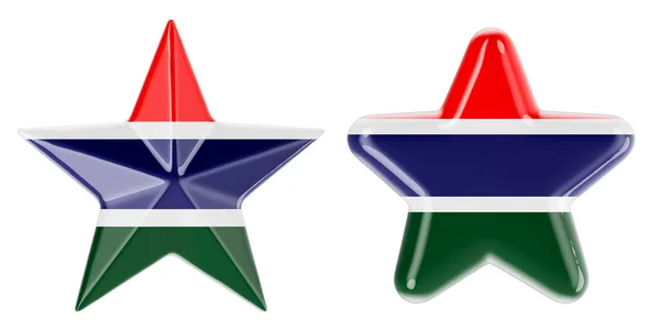 Csillagok Gambia Zászló Renderelés Elszigetelt Fehér Háttér — Stock Fotó