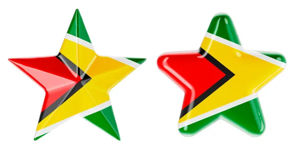 Csillagok Guyanai Zászló Renderelés Elszigetelt Fehér Háttér — Stock Fotó