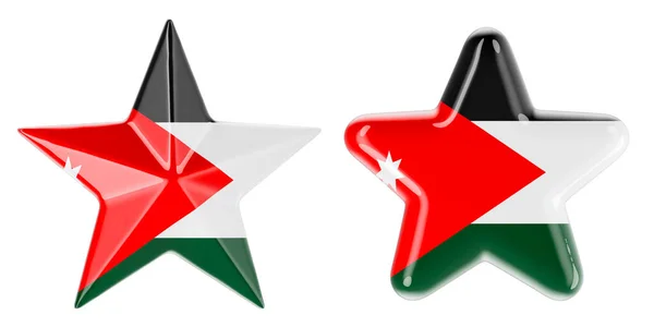 Звезды Иорданским Флагом Рендеринг Белом Фоне — стоковое фото