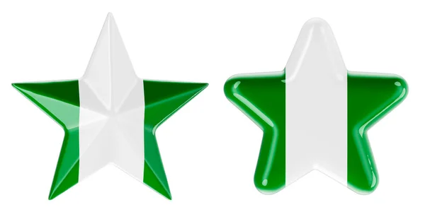 Estrellas Con Bandera Nigeriana Representación Aislada Sobre Fondo Blanco — Foto de Stock