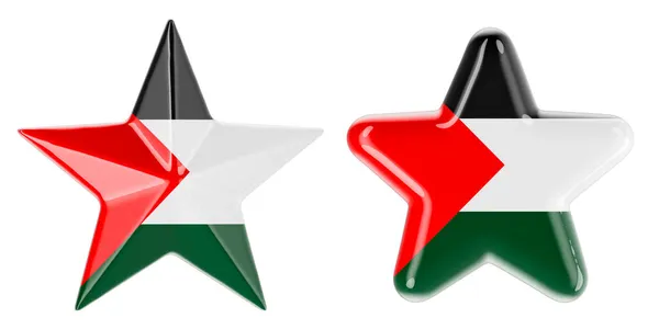 Звезды Палестинским Флагом Визуализация Белом Фоне — стоковое фото