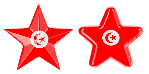 Estrellas Con Bandera Tunecina Representación Aislada Sobre Fondo Blanco — Foto de Stock