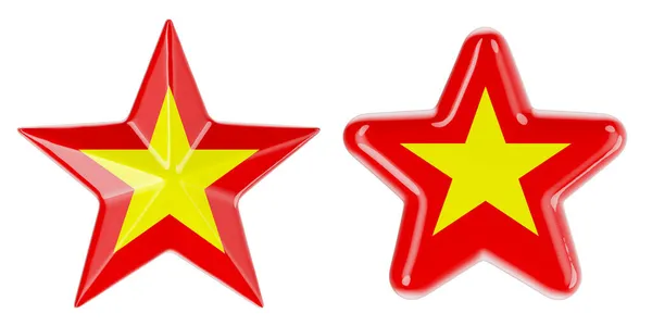 Hvězdy Vietnamskou Vlajkou Vykreslování Izolované Bílém Pozadí — Stock fotografie