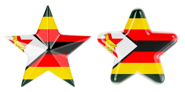 Stars Zimbabwean Flag Rendering Isolated White Background — Stock Photo, Image