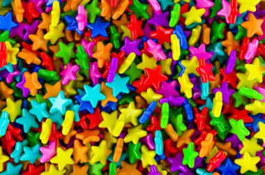 Renkli yıldızların arka planı, üst manzara. 3B görüntüleme