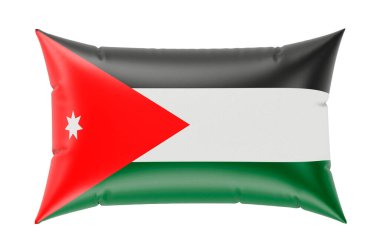 Ürdün bayraklı yastık, beyaz arkaplanda 3 boyutlu görüntüleme