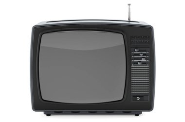 Retro TV önizlemesi, 3 boyutlu görüntüleme beyaz arkaplanda izole edildi