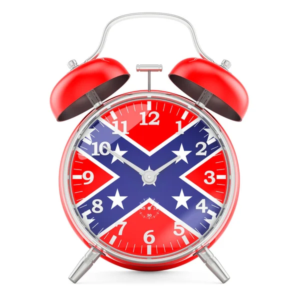 Väckarklocka Med Sydstaters Flagga Rendering Isolerad Vit Bakgrund — Stockfoto