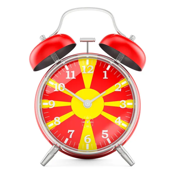 Reloj Despertador Con Bandera Macedonia Representación Aislada Sobre Fondo Blanco —  Fotos de Stock