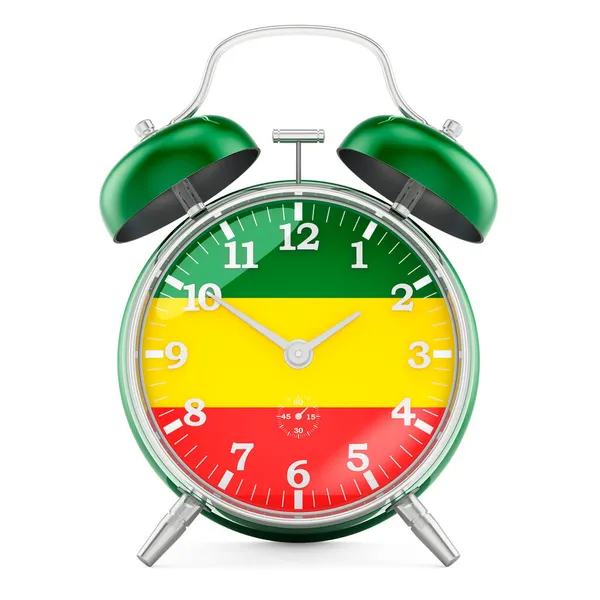 Alarm Hodiny Rastafarijskou Vlajkou Vykreslování Izolované Bílém Pozadí — Stock fotografie