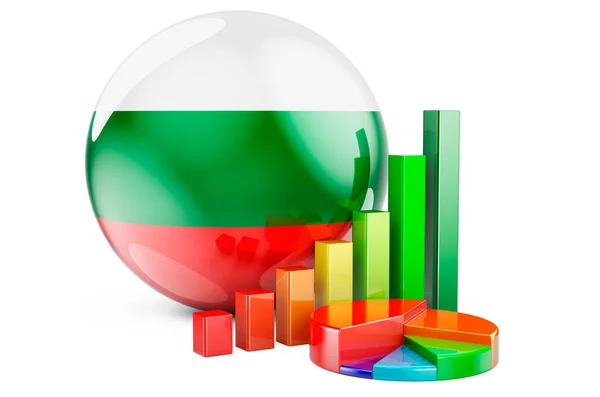 Bułgarska Flaga Wykresem Słupków Wzrostu Wykresem Koncepcja Przedsiębiorstw Finansów Statystyk — Zdjęcie stockowe