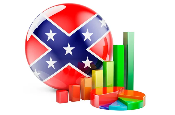 Bandera Los Estados Confederados América Con Gráfico Barras Crecimiento Gráfico — Foto de Stock