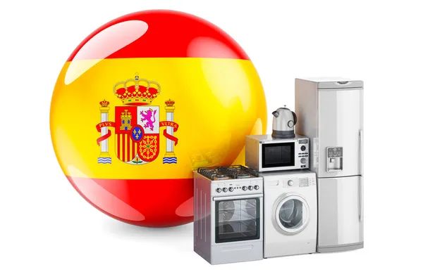 Mutfak Spanyol Bayraklı Aletleri Spanya Aletlerinin Üretimi Alışverişi Teslimatı Beyaz — Stok fotoğraf