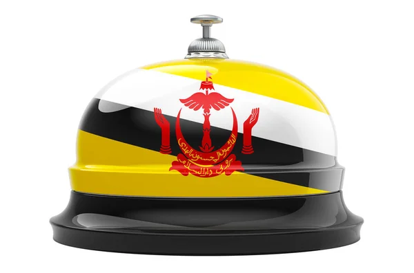 Reception Bell Bruneian Flag Rendering Isolated White Background — Stock Photo, Image
