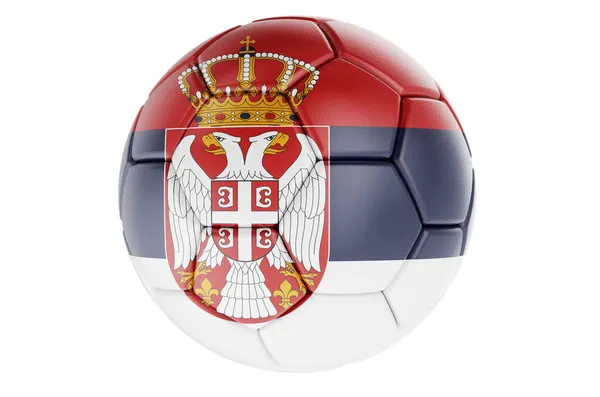 Labdarúgólabda Vagy Labdarúgó Labda Szerb Zászló Renderelés Elszigetelt Fehér Háttér — Stock Fotó
