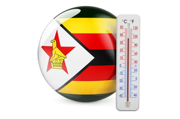 Zimbabwean Flag Thermometer Rendering Isolated White Background — Stock Photo, Image