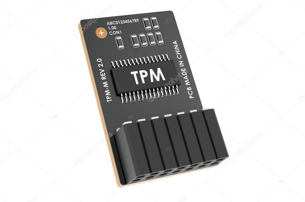 Trusted Platform Module, TPM. 3D rendering isolated on white background