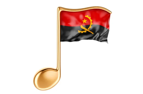 Musiknoter Med Angolansk Flagga Musik Angola Koncept Rendering Isolerad Vit — Stockfoto