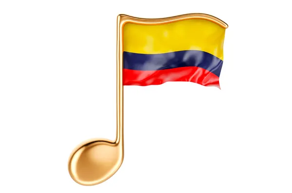 Nota Musicale Con Bandiera Colombiana Musica Colombia Concetto Rendering Isolato — Foto Stock