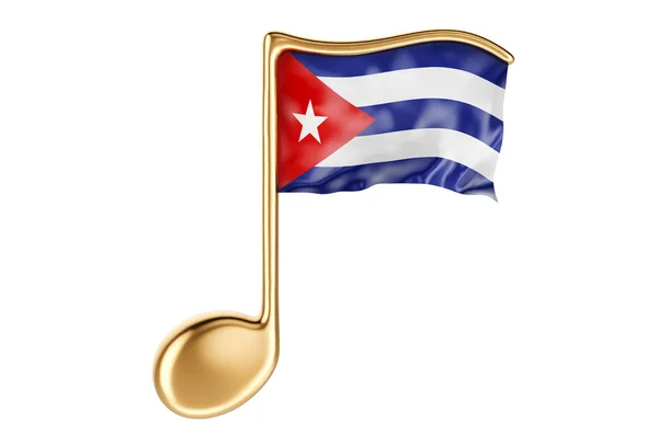 Hangjegy Kubai Zászlóval Zene Kubában Koncepció Renderelés Elszigetelt Fehér Háttér — Stock Fotó