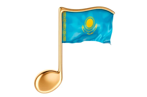 Kazak Bayrağıyla Müzikal Nota Kazakistan Müzik Kavram Beyaz Arkaplanda Görüntüleme — Stok fotoğraf
