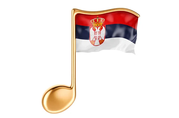 Musiknot Med Serbisk Flagga Musik Serbien Koncept Rendering Isolerad Vit — Stockfoto
